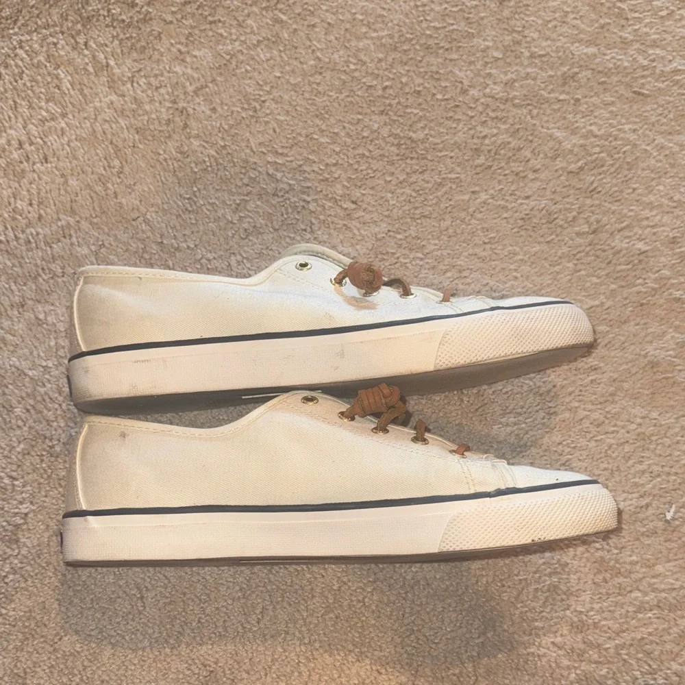 Sperry Off-White Canvas Shoes with Tan Laces - Picture 7 of 7